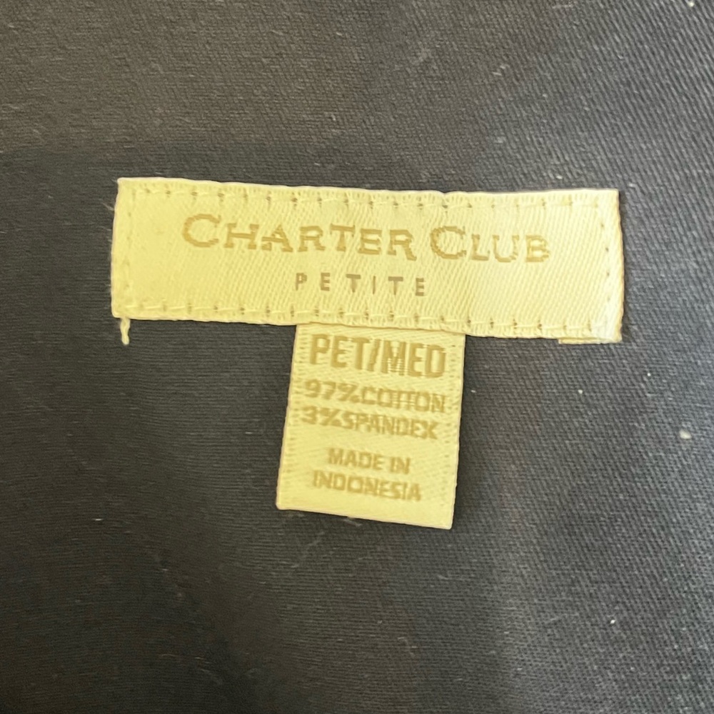 Charter Club Navy Blue Utility Jacket Gold Buttons Roll Tab Sleeve Petite Medium - Picture 3 of 6